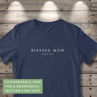 Blessed Mom Modern Mothers Day Custom Year Minimal Tri-Blend Shirt