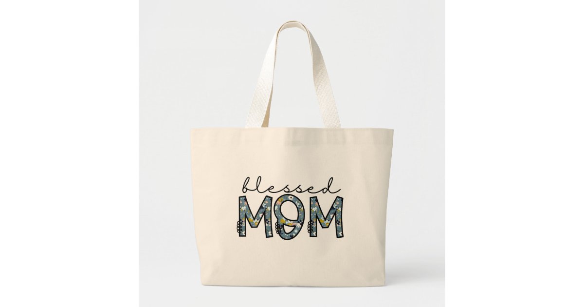 MomLife  Motherhood Modern Script Mother's Day Large Tote Bag
