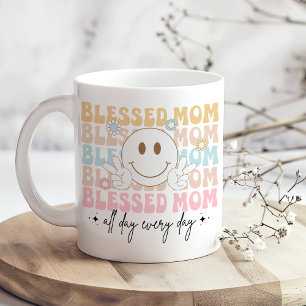 "Blessed Mom" Mother's Day Pastel Colored Hippie Coffee Mug