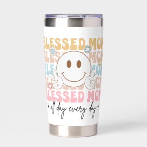 Blessed Mom Mothers Day Pastel Colored Hippie Insulated Tumbler