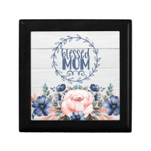 Blessed Mom Rustic Barn Wood Floral Mother's Day Gift Box