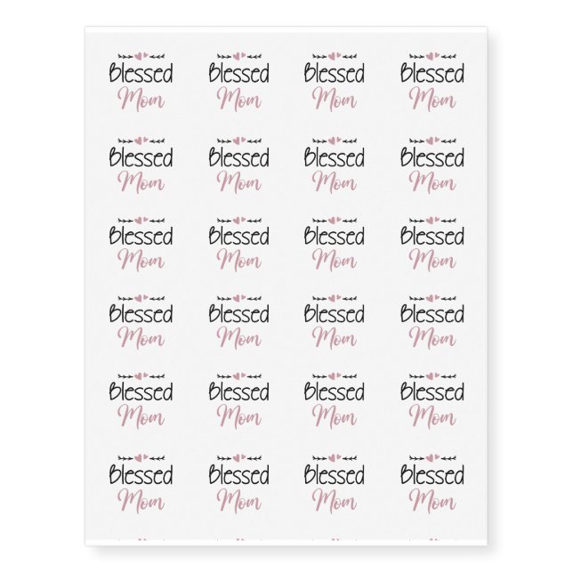 Blessed mom temporary tattoos (Front)