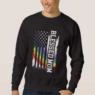 Blessed Mom United States Distressed Rainbow w US Sweatshirt