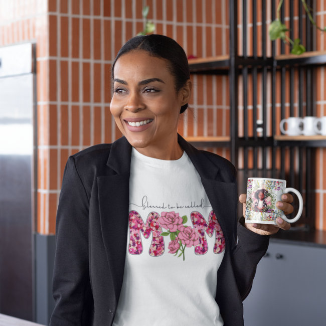 Blessed Mom With Roses Graphics T-Shirt