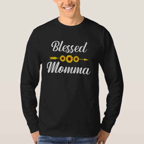 Blessed Momma  Mom Cute Sunflower Mothers Day T_Shirt