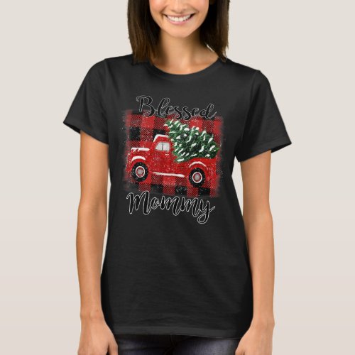 Blessed Mommy Red Truck Vintage Christmas Tree T_Shirt