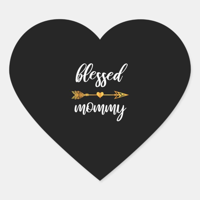Blessed Mommy Shirt Mom Women Family Matching Than Heart Sticker (Front)