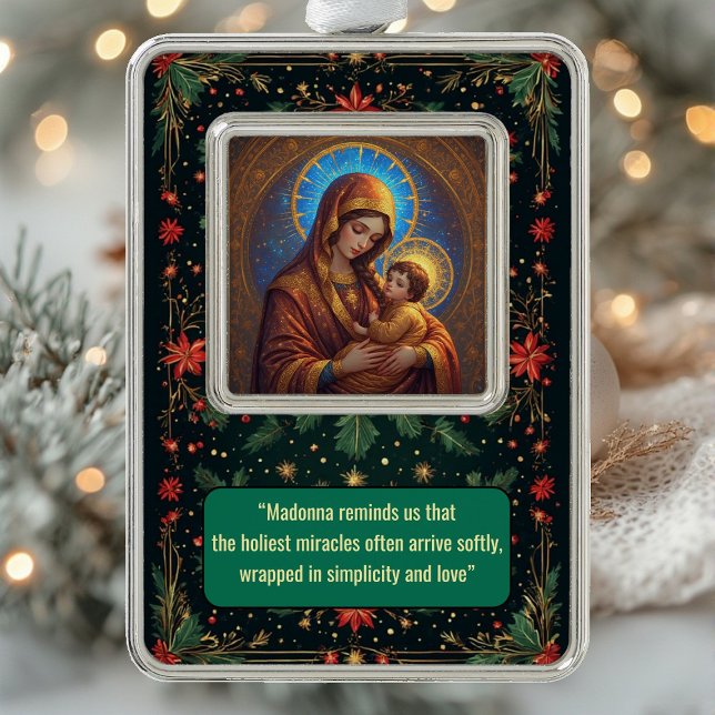 Blessed Mother and Baby Jesus Golden Halo Light  Christmas Ornament (Blessed Mother and Baby Jesus Golden Halo Light Christmas Ornament)