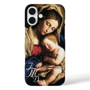 Blessed Mother and Christ Child Monogrammed iPhone 16 Plus Case