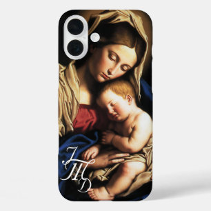 Blessed Mother and Christ Child Monogrammed iPhone 16 Plus Case