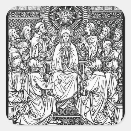Blessed Mother Apostles Holy Ghost at Pentecost Square Sticker