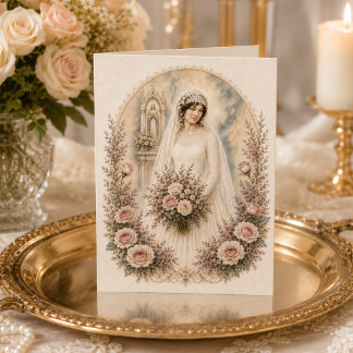 Blessed Mother Catholic Bridal Wedding Letterpress Thank You Card