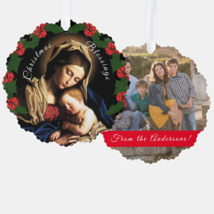 Blessed Mother Christmas Photo Ornament Card