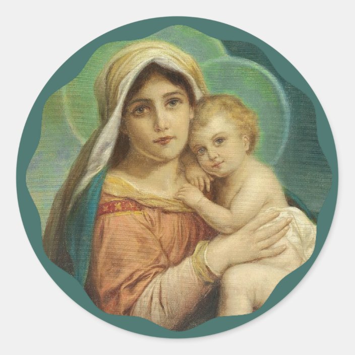 Blessed Mother holding the Baby Jesus Classic Round Sticker | Zazzle.com