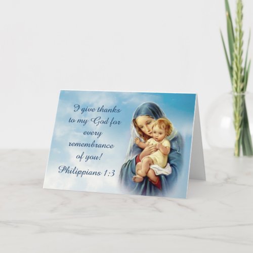 Blessed Mother holding the Baby Jesus Thank You Card