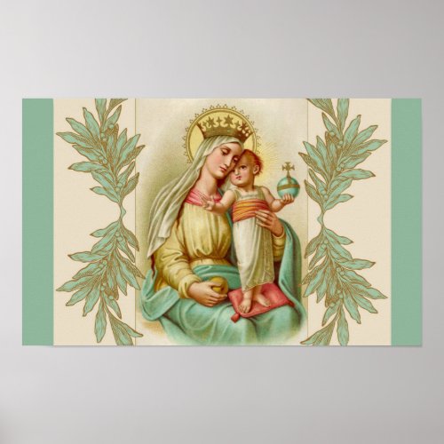 Blessed Mother holding the Child Jesus Globe Poster
