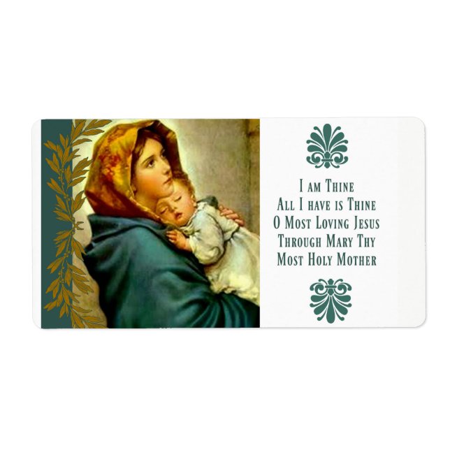Blessed Mother holding the Child Jesus Label (Front)