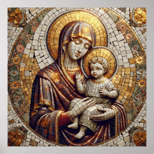 Blessed Mother Mary and Baby Jesus Religoius Poster