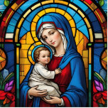 Blessed Mother Mary and Baby Jesus - Virgin Mary Cutout<br><div class="desc">This is a graphic printed onto a flat 2D acrylic plastic sheet. For the statuette sculpture, the acrylic figurine is propped up on a little stand which is perfect for religious displays. // - // lady of grace banner, christian virgin mother mary, catholic christianity religious decor, jesus christ family decoration,...</div>