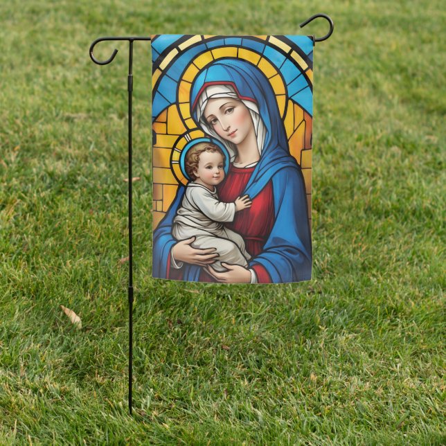 Blessed Mother Mary and Baby Jesus - Virgin Mary Garden Flag (In SItu)