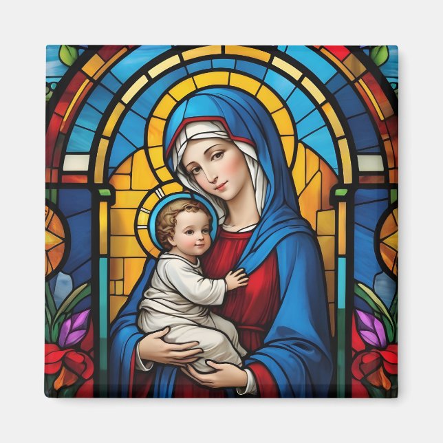 Blessed Mother Mary and Baby Jesus - Virgin Mary Magnet (Front)