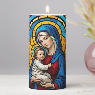 Blessed Mother Mary and Baby Jesus - Virgin Mary Pillar Candle
