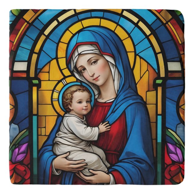 Blessed Mother Mary and Baby Jesus - Virgin Mary Trivet (Front)