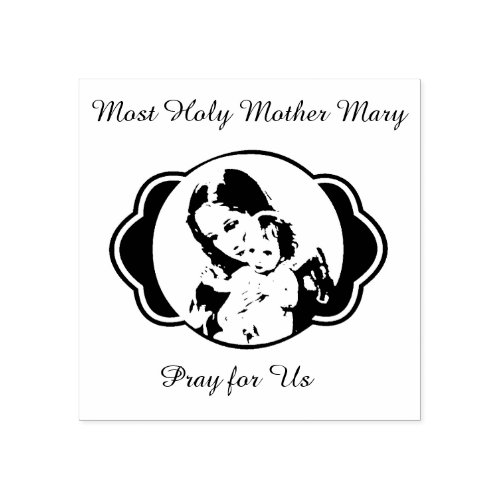 Blessed Mother Mary Baby Jesus Rubber Stamp