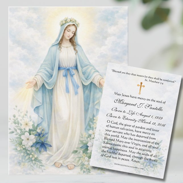 Blessed Mother Mary  Catholic Funeral Memorial  Business Card (Creator Uploaded)