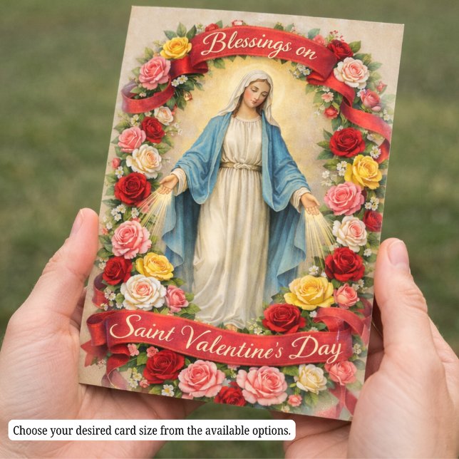 Blessed Mother Mary Valentines Prayer Roses Business Card (Creator Uploaded)