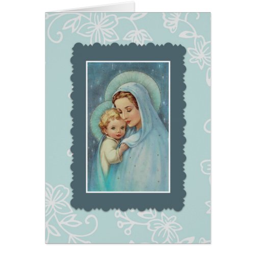 Blessed Mother Mary with Baby Jesus in Arms Card