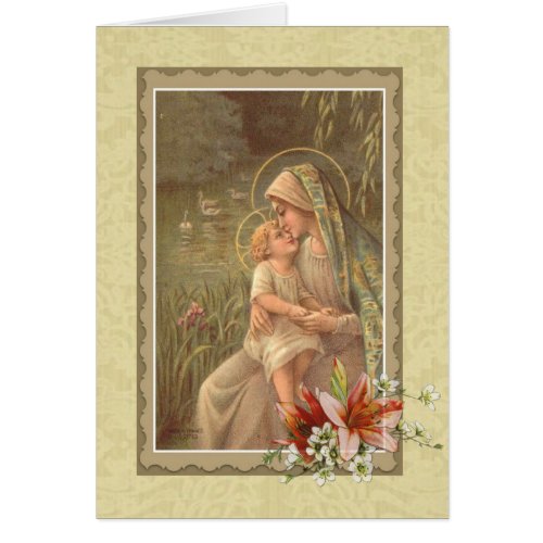 Blessed Mother Mary with Child Jesus by River