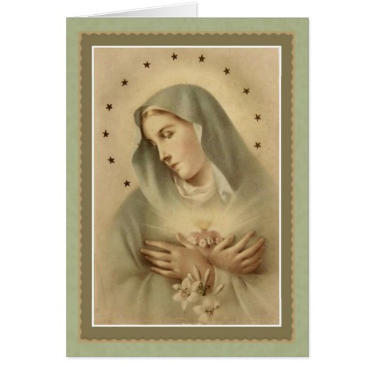 Blessed Mother Mary with lilies in Arms Card (Front)