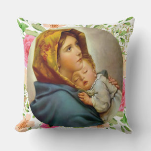 Blessed Mother of God Our Lady Virgin Mary Throw Pillow
