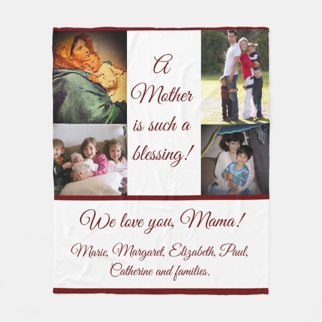 Blessed Mother with Photos Fleece Blanket (Front)