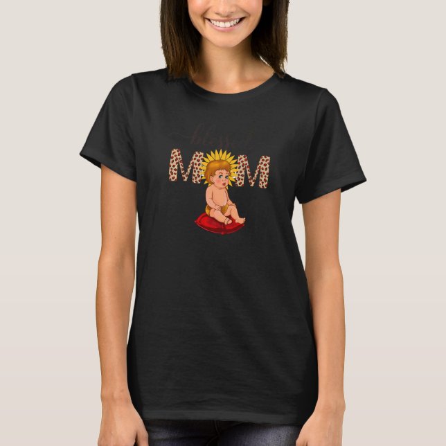 Blessed Mothers Day Leopard Print Sunflower Baby G T-Shirt (Front)