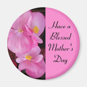 Blessed Mother's Day Pink Flowers Photo Simple Magnet