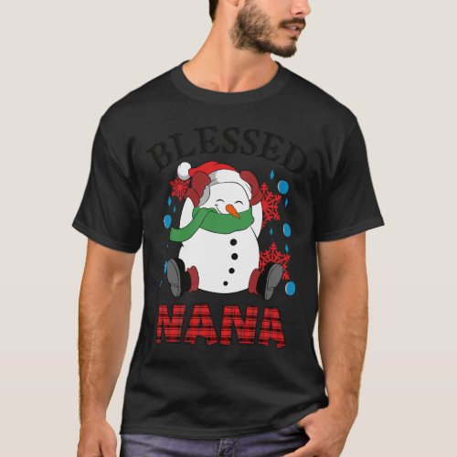 Blessed Nana Caro Snowman Christmas Mother Day T_Shirt