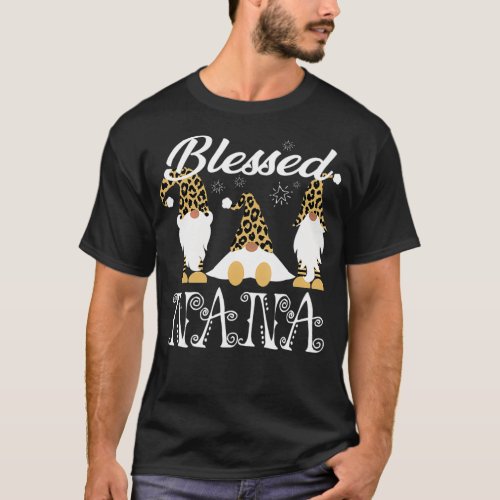 Blessed Nana Gnomes Leopard Print Womens Pajama  T_Shirt