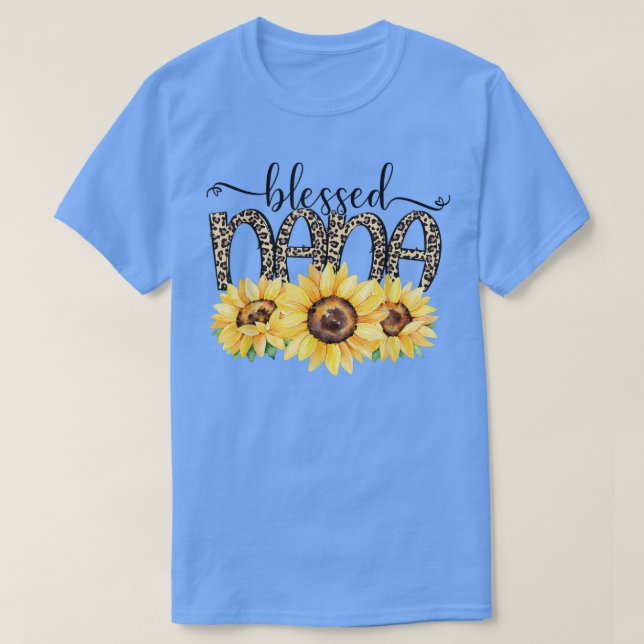 Blessed Nana Leopard Sunflower  T-Shirt (Design Front)