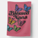 Blessed Nana Rainbow butterflies art               House Flag