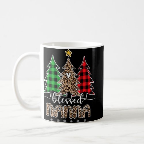 Blessed Nanna Leopard Christmas Pine Tree Red Plai Coffee Mug