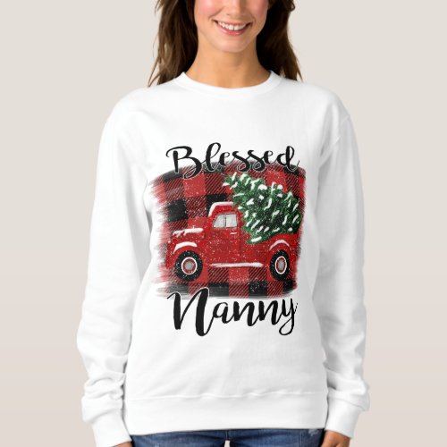 Blessed Nanny Red Truck Vintage Christmas Tree Sweatshirt