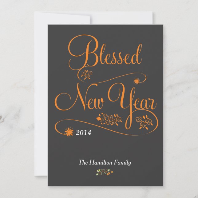 blessed new year holiday card (Front)