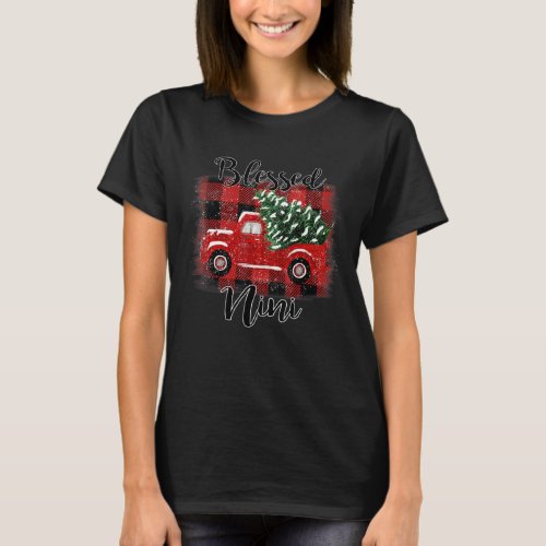 Blessed Nini Red Truck Vintage Christmas Tree T_Shirt