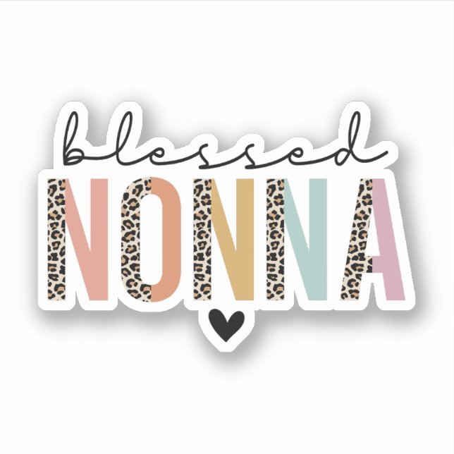 Blessed Nonna Leopard Print Nonna Gift Grandmother Sticker (Front)
