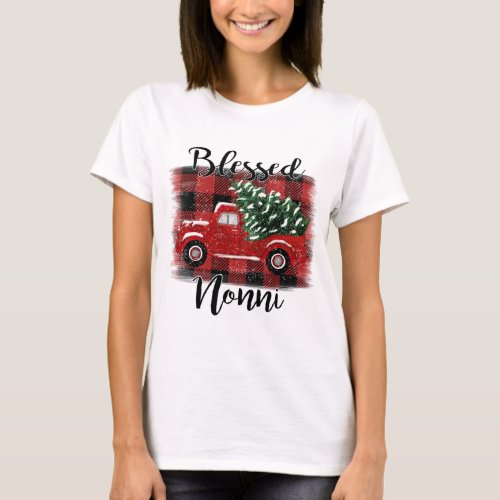 Blessed Nonni Red Truck Vintage Christmas Tree T_Shirt