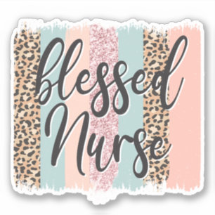 Blessed Nurse Leopard Skin Pink Blue