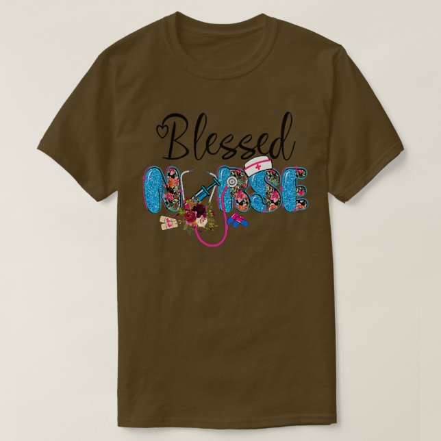Blessed Nurse Pocket Nurse Fall Autumn Thanksgivin T-Shirt (Design Front)