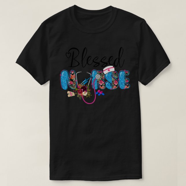 Blessed NurseNurse Fall Autumn Thanksgiving Day Gi T-Shirt (Design Front)